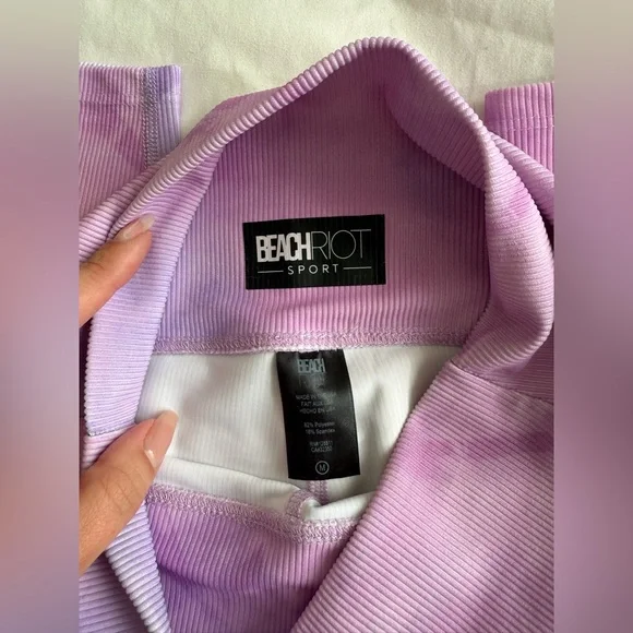 Beach Riot Lavender Tie-Dye Sports Bra & Bike Shorts Set - Picture 4 of 5